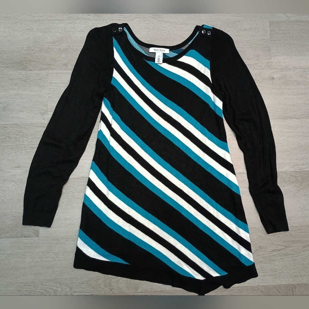 White House Black Market black and blue stripe sweater size medium